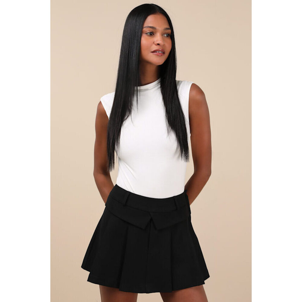 Lulu's Black Pleated Mini Skirt